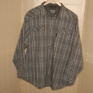 Columbia Grey Plaid Button Down XL